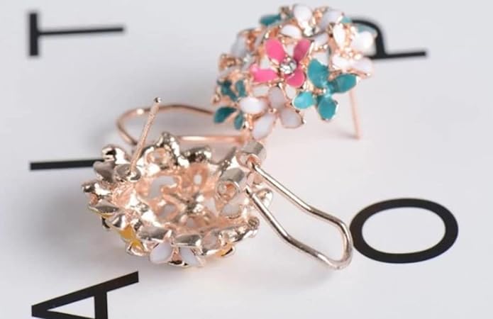 Crystal Flower Clover Stud Earrings for Women and Girl (Multicolour and Beige & White)