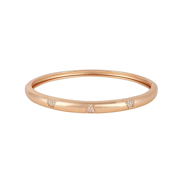 Elegant  Rose Gold-Plated American Diamond Contemporary Brass Kada  Bracelets For Women & girls  | Sleek Finish |Office Wear |Minimalist Appeal