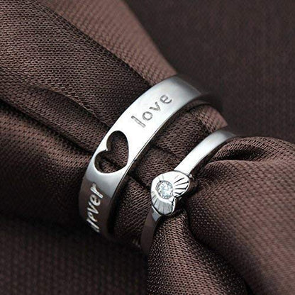 Heart shape & forever love adjustable couple rings for lovers Valentine ring Zinc, Alloy Silver Plated Ring