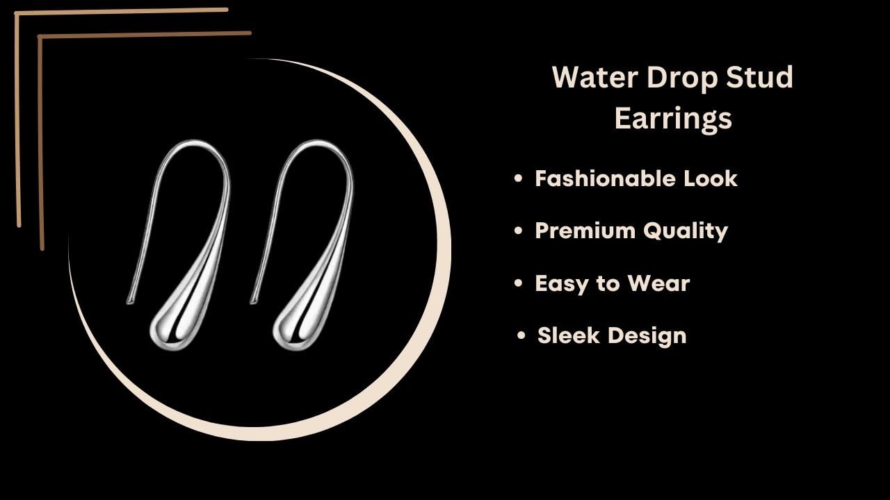 Combo of 2 Pair Earring Fashion Jewellery, Lightweight Silver Plated Water Drop Stud and Crystal Hanging Earrings, Perfect for Women