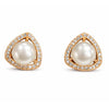 Rose Gold Plated Triangular Design Pearl Stud Earrings With American Diamond for Women And Girls