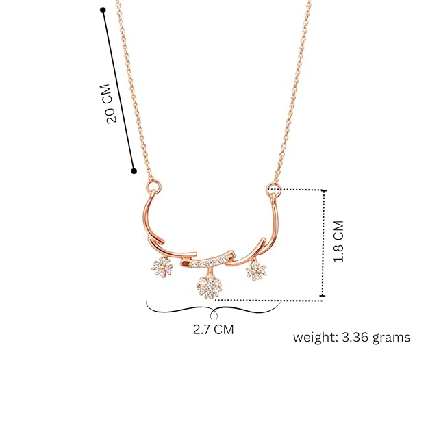 Nilu's Collection Rose Gold Plated American Diamond Floral Pendant Necklace for Women and Girls | Anti-Tranish | Anti-Allergy | Office wear |Party Wear
