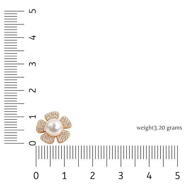 Pearl Pop Stud Earrings |Rose Gold Plated Floral Design With AD Stone for Women And Girls