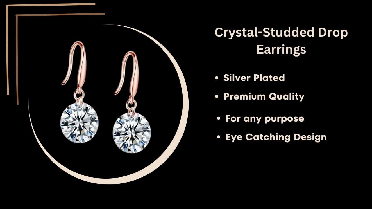 Combo of 2 Pair Earring Fashion Jewellery, Trendy Lightweight Water Drop Stud and Crystal Hanging Earrings, Perfect for Girls and Women