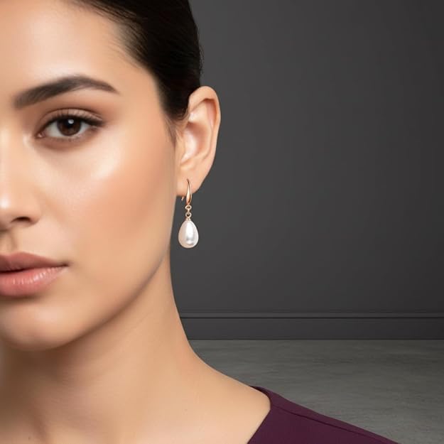 Pearl Pop Rose Gold Plated Drop Earrings For Girls| Value Set Jewellery