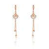 Rose Gold Long Earrings, American Diamond Studded Lightweight Drop Earrings for Women and Girls (rose)