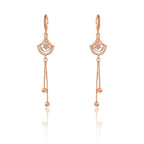 Rose Gold Long Earrings, American Diamond Studded Lightweight Drop Earrings for Women and Girls (rose)