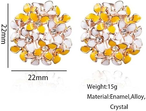 Crystal Flower Clover Stud Earrings for Women and Girl (Yellow & White and Black & White)