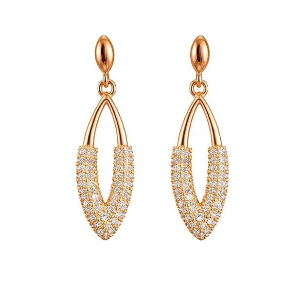 Nilu's Collection Rose Gold Plated American Diamond Drop Earrings for Women And Girls