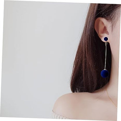 Detachable Plush Ball Korean Style Earrings for Women, Velvet Round Long Tassle Dangle Drop Earrings for Women