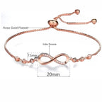 Rose Gold Plated Adjustable Charm Bracelet for Women and Girls