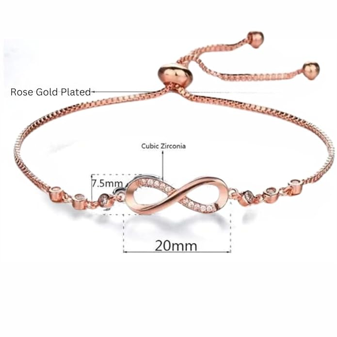 Rose Gold Plated Adjustable Charm Bracelet for Women and Girls