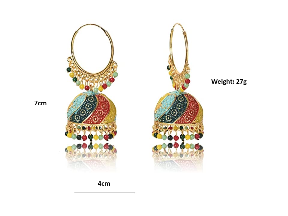 Traditional Multicolor Jhumka Earring for Women and Girls, Indian Ethnic Alloy Jhumki Earrings