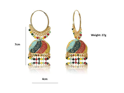 Traditional Multicolor Jhumka Earring for Women and Girls, Indian Ethnic Alloy Jhumki Earrings