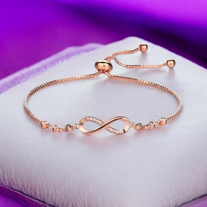 Rose Gold Plated Adjustable Charm Bracelet for Women and Girls