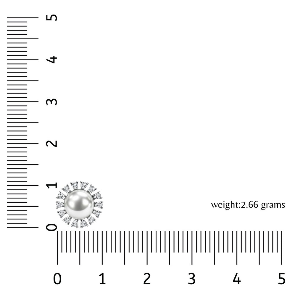 Nilu's Collection Silver Plated Pearl Stud Earrings With American Diamond for Women And Girls