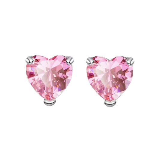 Nilu's Collection Heart Shape Elegant Zircon Stud Earring for Girls and Women Zircon Copper Stud Earring