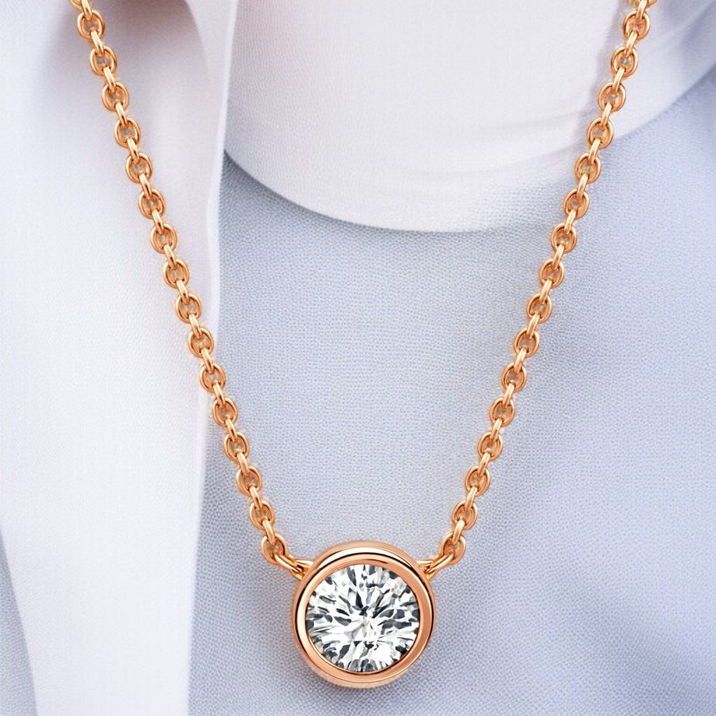 American Diamond Rose Gold Plated Pendant Necklace Set for Girls and Women