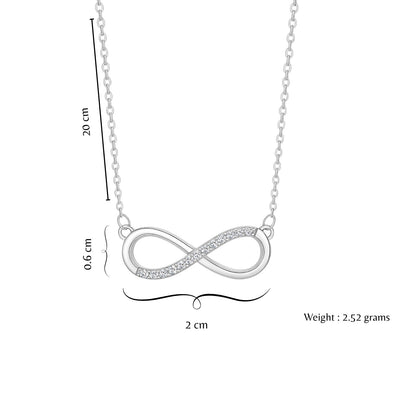 Nilu's Collection Silver Plated Infinity Pendant Necklace with American Diamond Stones For Women & Girls | Anti - Tarnish | Anti-Allergy |Office Wear