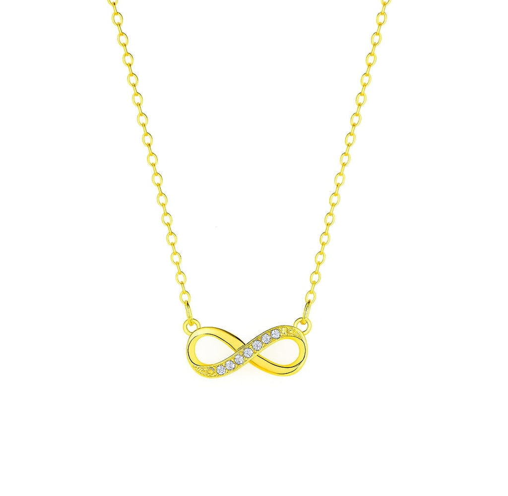 Nilu's Collection Gold Plated Infinity Pendant Necklace with American Diamond Stones For Women And Girls | Anti-Tarnish| Lightweight | Anti- Allergy | Office Wear
