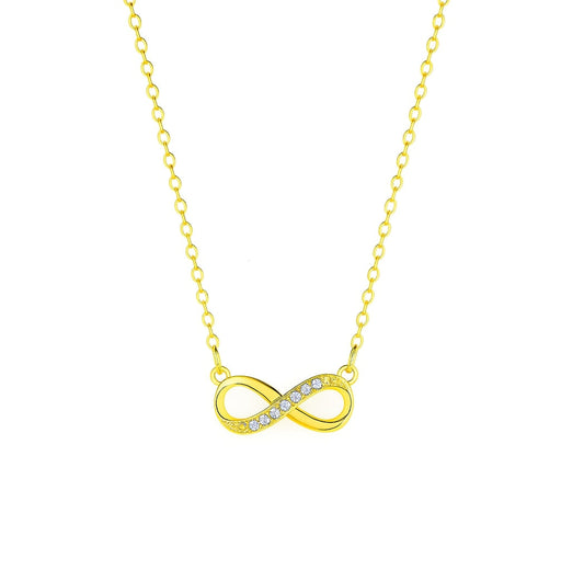 Nilu's Collection Gold Plated Infinity Pendant Necklace with American Diamond Stones For Women And Girls | Anti-Tarnish| Lightweight | Anti- Allergy | Office Wear