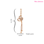 Rose Gold Plated Long Earrings, American Diamond Studded Lightweight Danglers Drop Earrings for Women and Girls