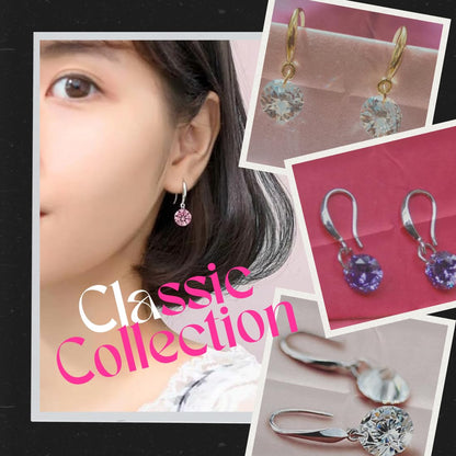 Enchanting Light Weight Cubic Zircon Crystal Drop Earrings for Women and Girls, for Daily Use, Office Use (Pink, Purple, Gold & Silver)