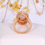 Rose Gold Plated Studded with American Diamond Wedding/Anniversary Ring for Women (Adjustable)