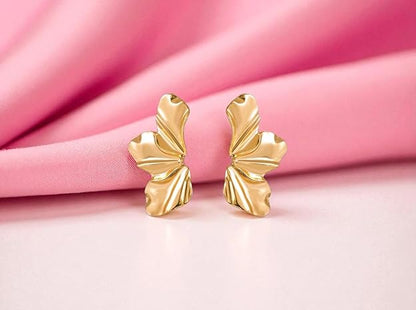 Nilu's Collection Gold Plated Leaf Pattern Earrings for Women & Girls