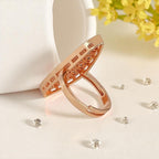 Rose Gold Plated Studded with American Diamond Wedding/Anniversary Ring for Women (Adjustable)