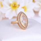 Rose Gold Plated Studded with American Diamond Wedding/Anniversary Ring for Women (Adjustable)