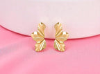 Nilu's Collection Gold Plated Leaf Pattern Earrings for Women & Girls