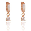 18k Rose Gold Plated Clip On Hoop Earrings, Latest Fancy Stylish Zircon Copper Bali Earrings for Women and Girls (Drop)