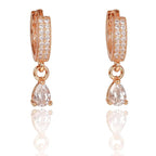 18k Rose Gold Plated Clip On Hoop Earrings, Latest Fancy Stylish Zircon Copper Bali Earrings for Women and Girls (Drop)