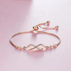 Rose Gold Plated Adjustable Charm Bracelet for Women and Girls