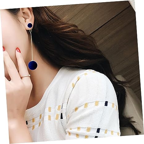 Detachable Plush Ball Korean Style Earrings for Women, Velvet