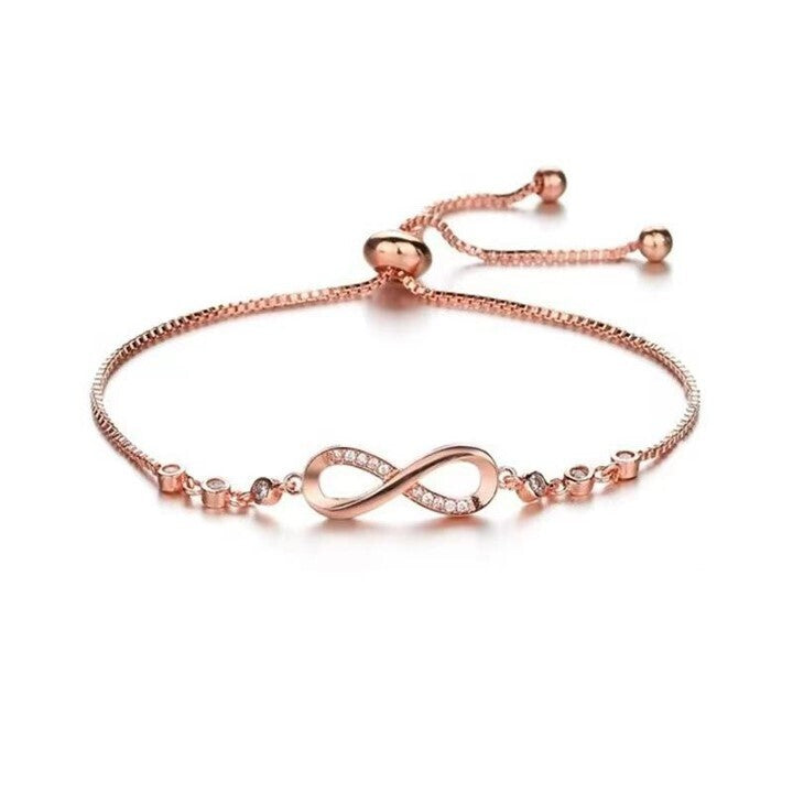 Rose Gold Plated Adjustable Charm Bracelet for Women and Girls