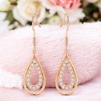 Nilu's Collection Rose Gold Drop Earrings With American Diamond For Women And Girls