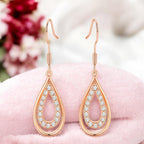 Nilu's Collection Rose Gold Drop Earrings With American Diamond For Women And Girls