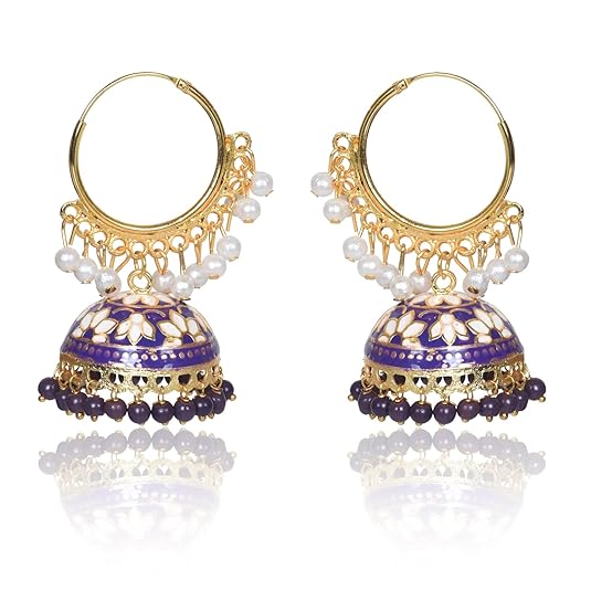 Gold Plated Chandbali Kan Ka Jhumka with Pearl Beads for Women