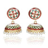 Meenakari Dome Shape Multicolour Lightweight Brass Jhumka for Women & Girls