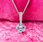 Silver Plated Solitaire Pendant Chain for Women & Girls, Cubic Zircon Pendant Locket (Silver)