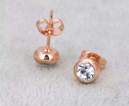 Daily wear / Office Wear Misty Rose Gold Plated Zircon Stone Stud Earrings For Girls and Women