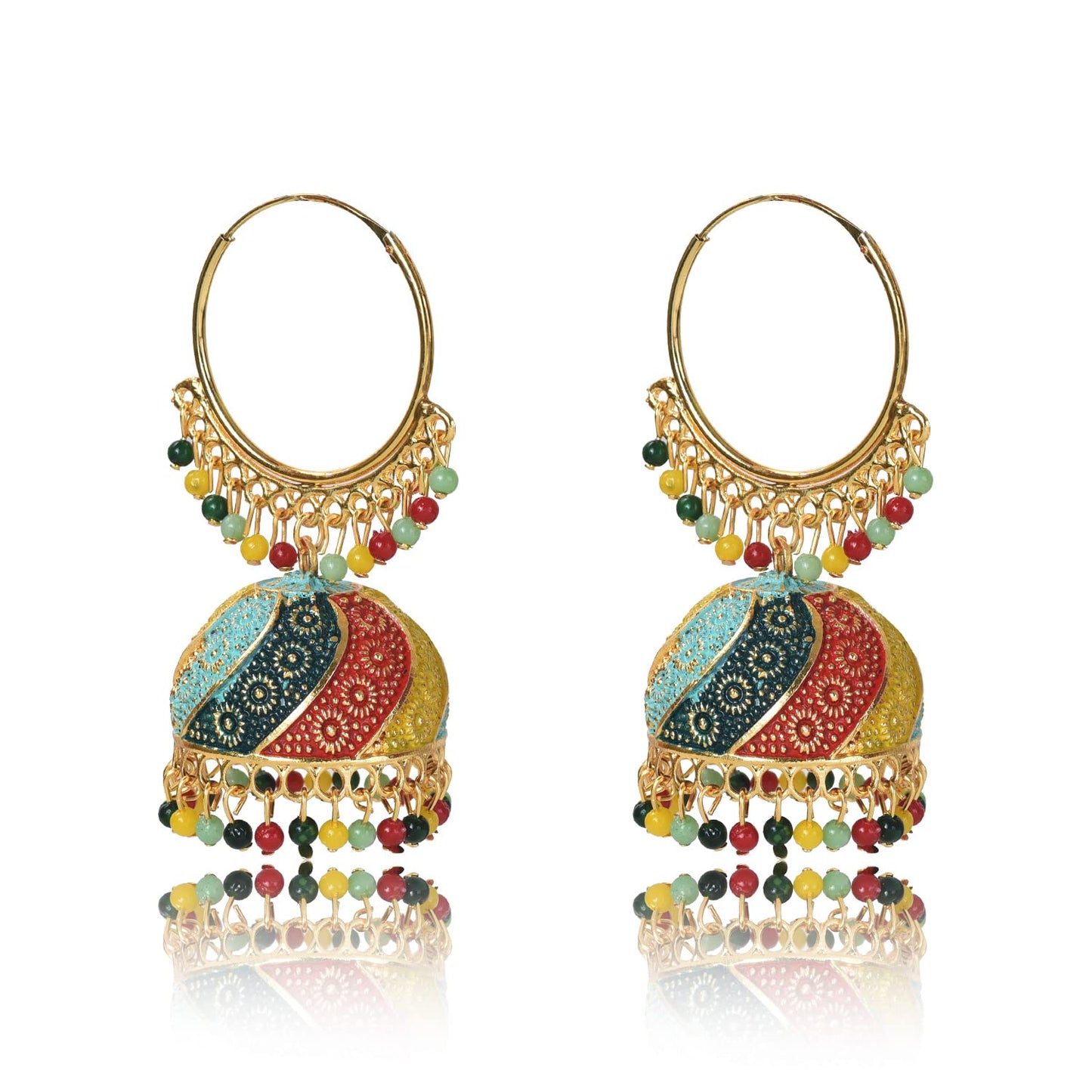 Traditional Multicolor Jhumka Earring for Women and Girls, Indian Ethnic Alloy Jhumki Earrings