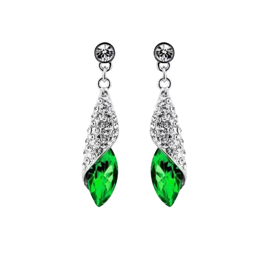 Silver Plated Water Drop Austrian Crystal Drop Earrings for Women and Girls