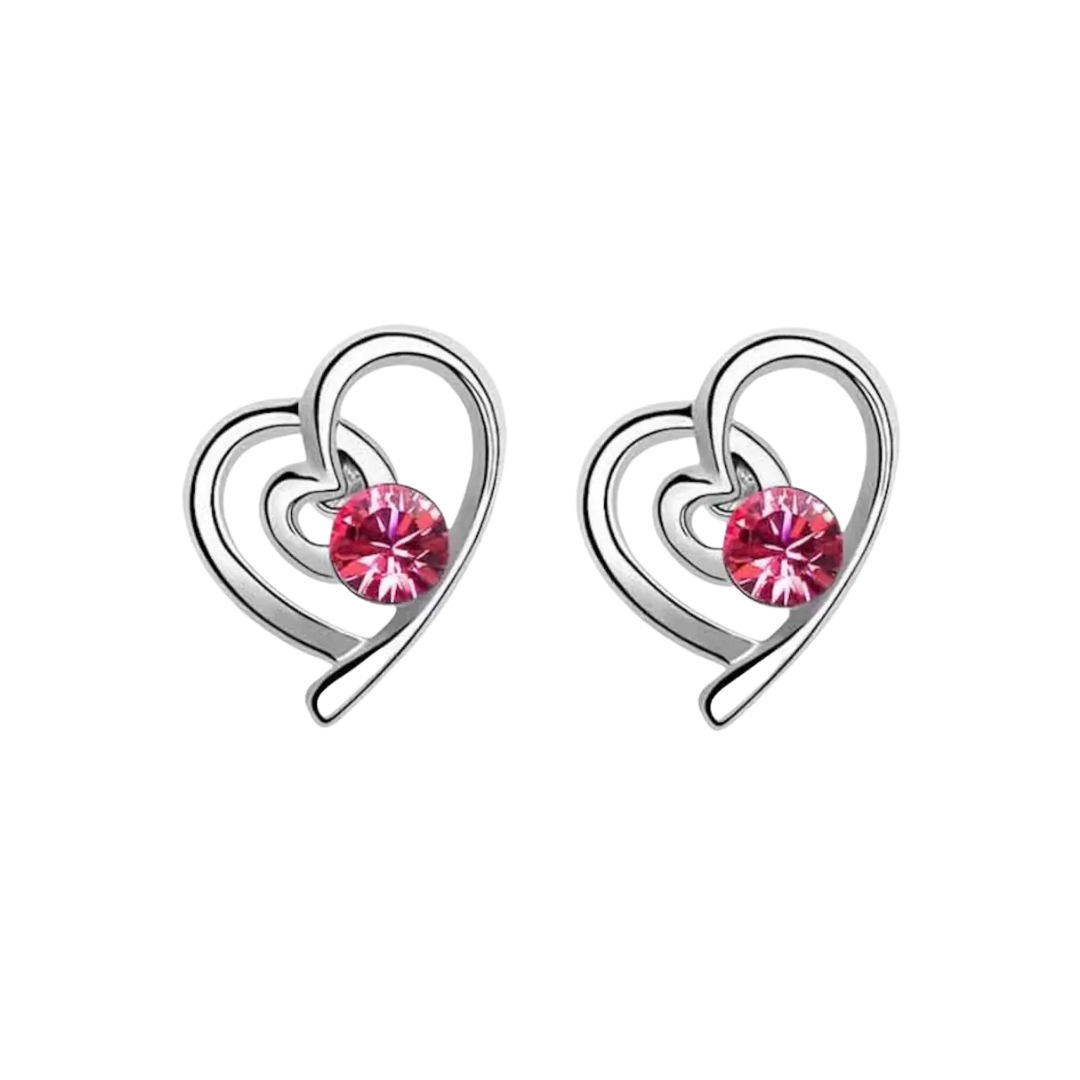 Charming White Austria Crystal Heart Shape Stud Earrings made for Girls Copper Stud Earring