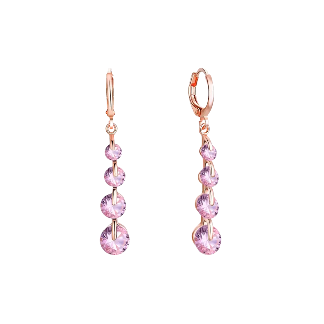 Gold Plated Rose Gold Dangle and Drop Cubic Zirconia Earrings for Women and Girls Copper Stud Earring