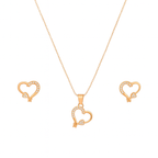 Rose Gold-Plated Heart shape pendant Set with American diamond  for Women & Girls