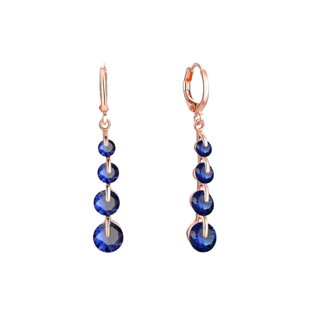 Gold Plated Navy Blue Dangle and Drop Cubic Zirconia Earrings for Women and Girls Copper Stud Earring