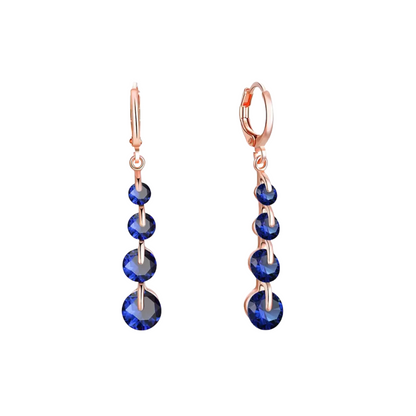 Gold Plated Navy Blue Dangle and Drop Cubic Zirconia Earrings for Women and Girls Copper Stud Earring